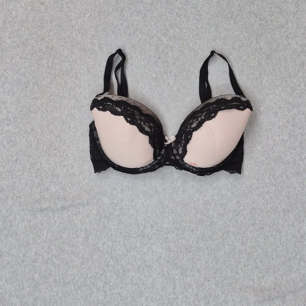 Victoria Secret Women Bra 32DDD Black Dream Angels Lined Demi Lace READ